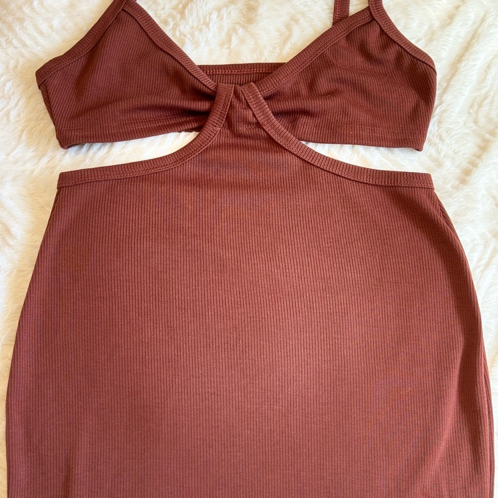 ASOS Brown Cut-Out Mini Dress - Picture 3 of 4